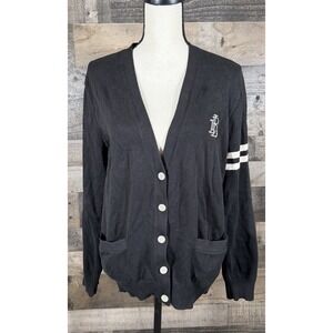 Lauren Active Ralph Lauren Black Cardigan Sweater XL Preppy Logo Retro
